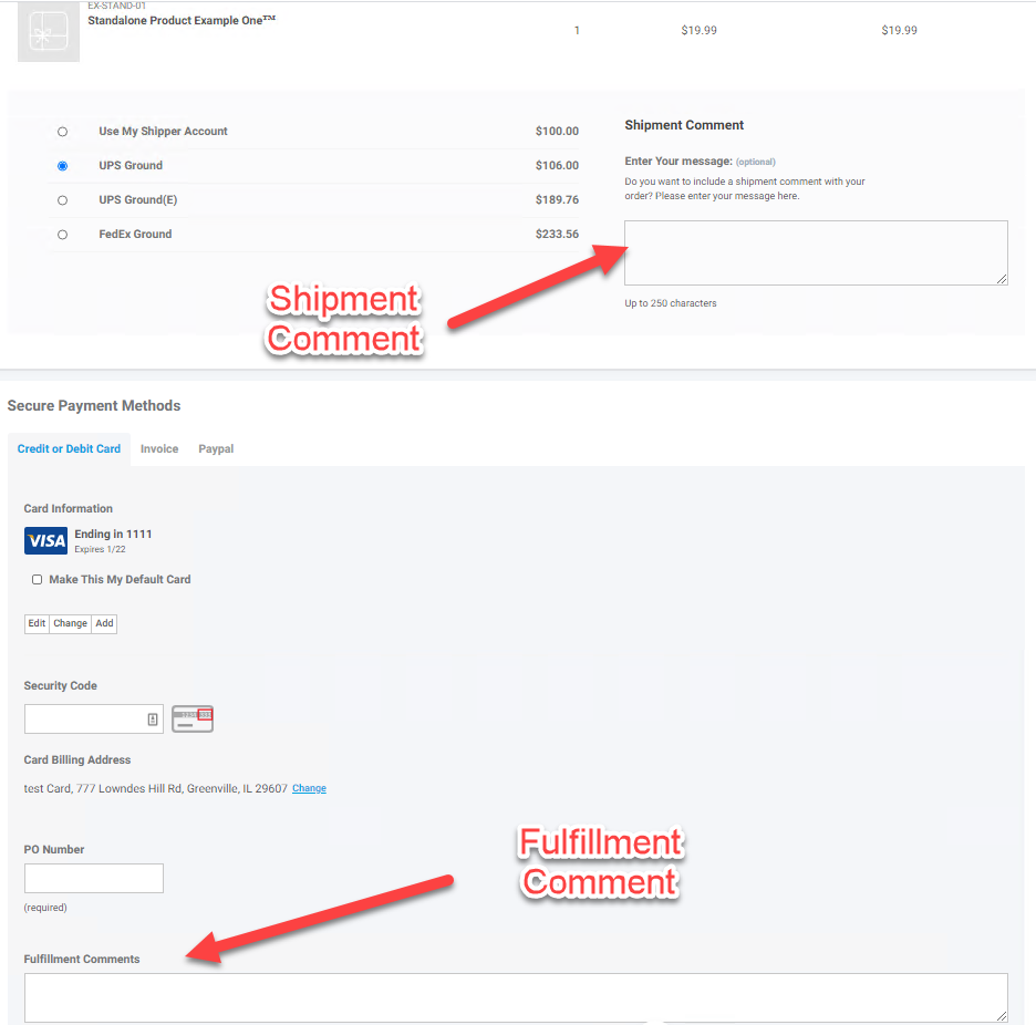 Application Settings Order Comments Comments