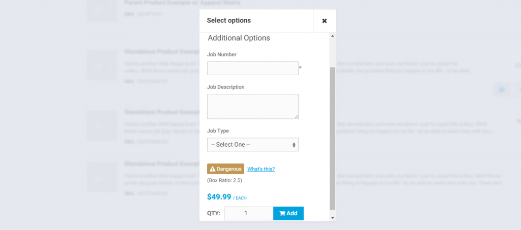 Application Settings Cart Options (a.k.a. Product Questions) Cart Options Search Page