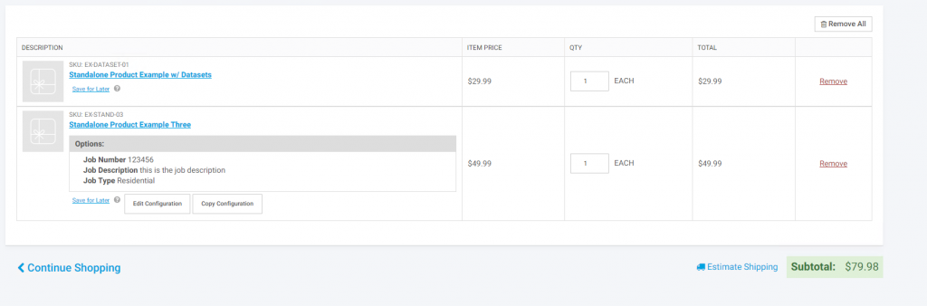 Application Settings Cart Options (a.k.a. Product Questions) Cart Option In Cart