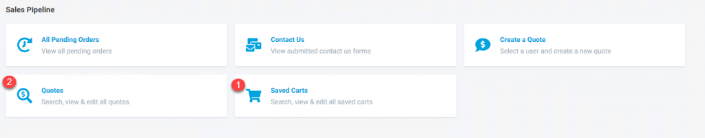 Product Releases Release 2021.R1 Quotes Saved Carts Menu