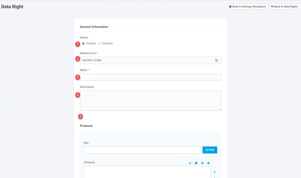 Advanced Data Filtering (Data Sets) Data Rights Data Right Create