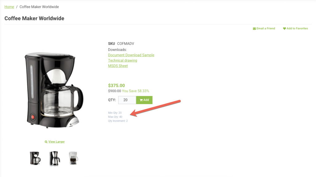 Advanced B2B Portal Forced Min & Max Quantities Qty Increments