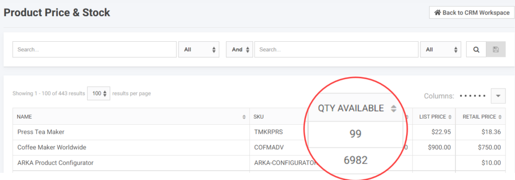 Product Inventory Tools Inventory Levels Sync from ERP system Crm Worker Inv