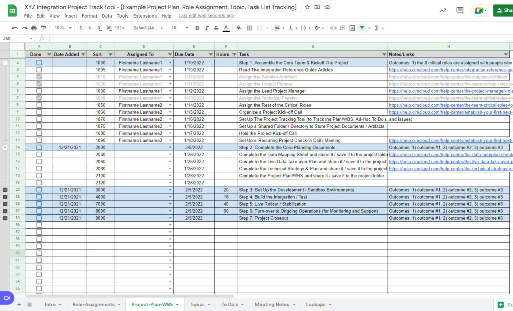 Tools & Documents Project Tracking Tool Example Project Plan Wbs Simple Example
