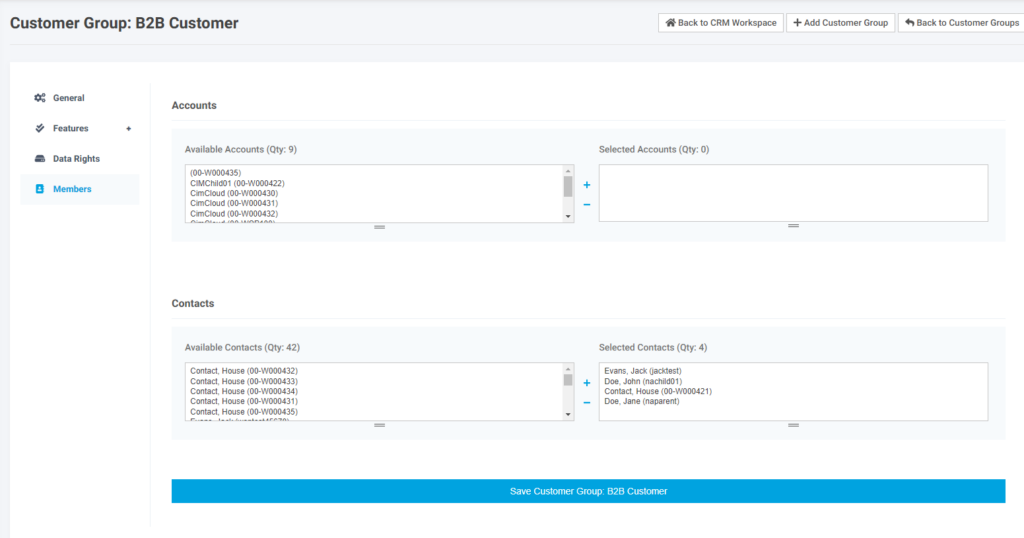 Application Settings Customer Groups Create Cust Group