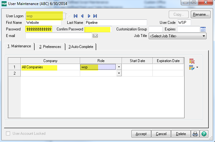ERP Sync Creating the Sage 100 User Sage Install Image