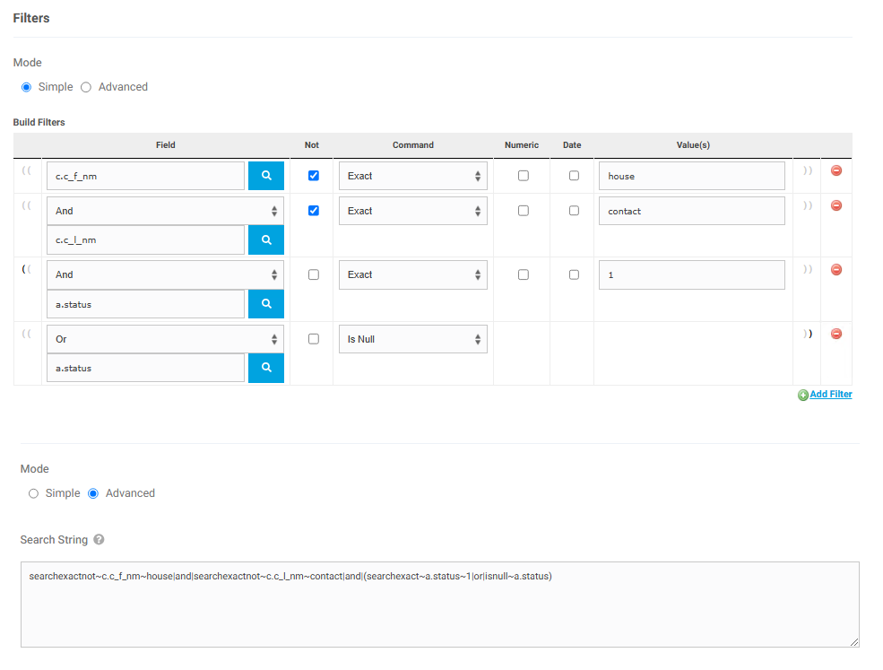 Data Imports/Exports Report Builder Reportbuilder Filter Options