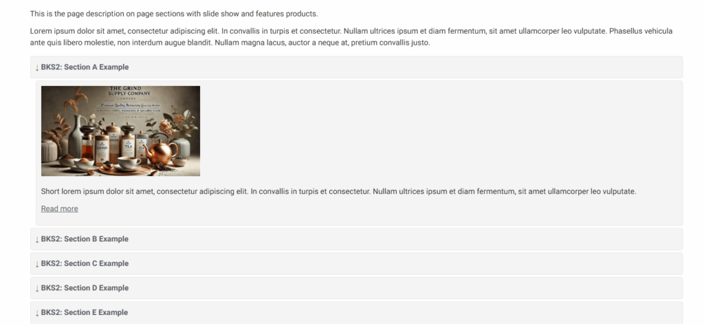 Content Creating Content Page Sections Page Section Example Accordion